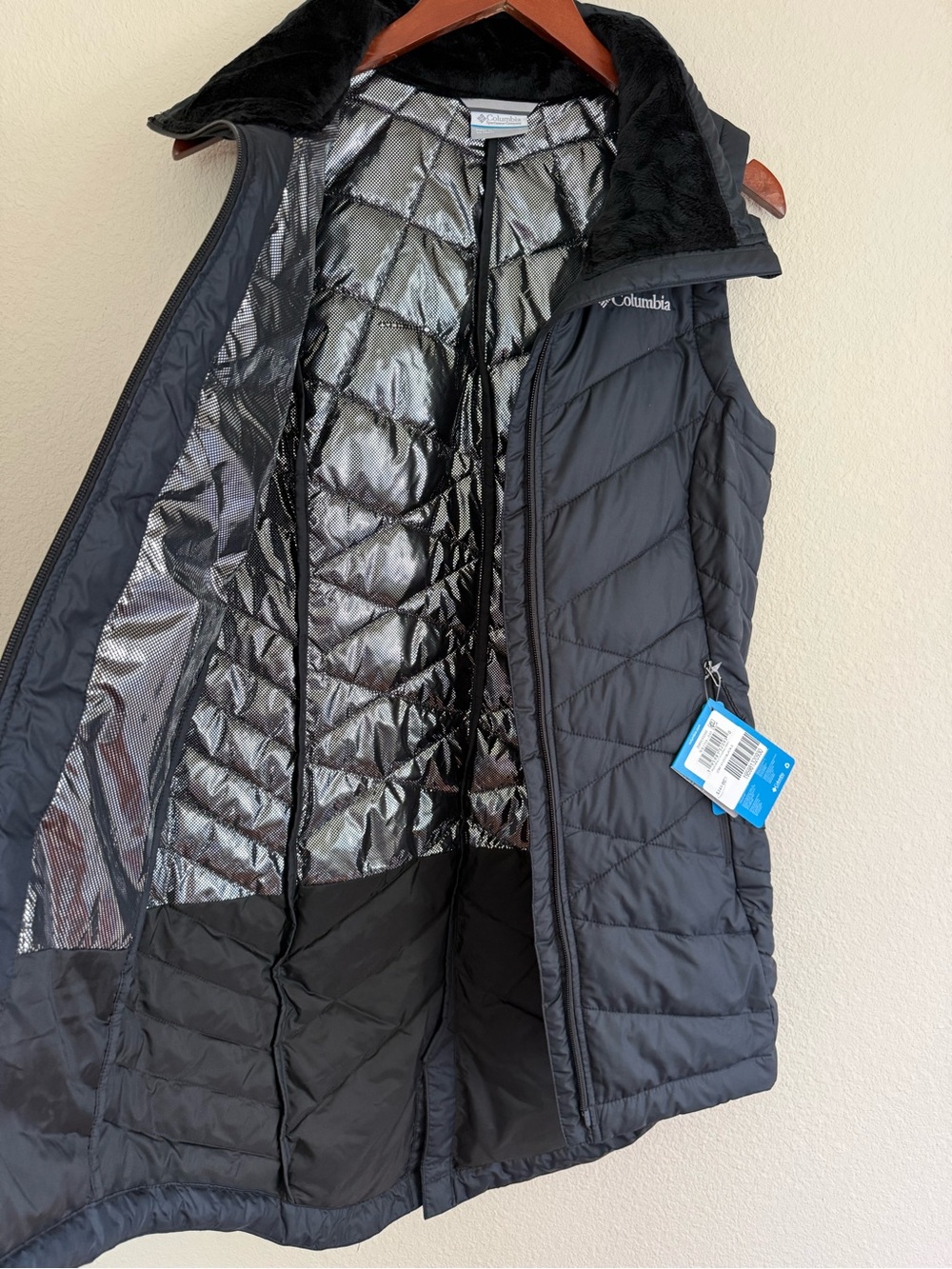 NWT Columbia Heavenly Long Vest Black Omni-Heat Puffer Insulated Size S - Picture 7 of 12